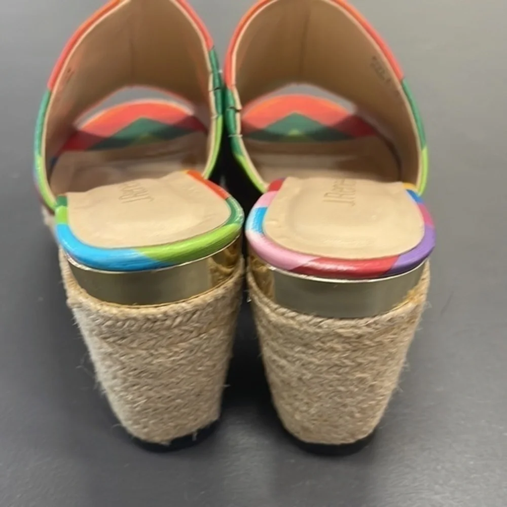 J Renee Prys rainbow striped wedge sandal